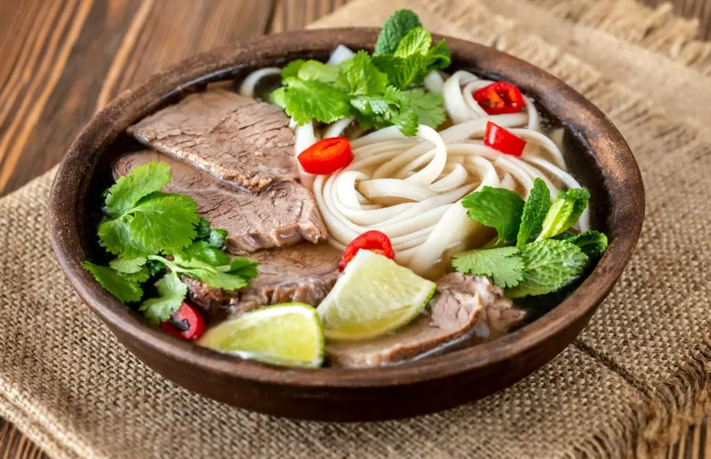 Bowl of Vietnamese pho bo