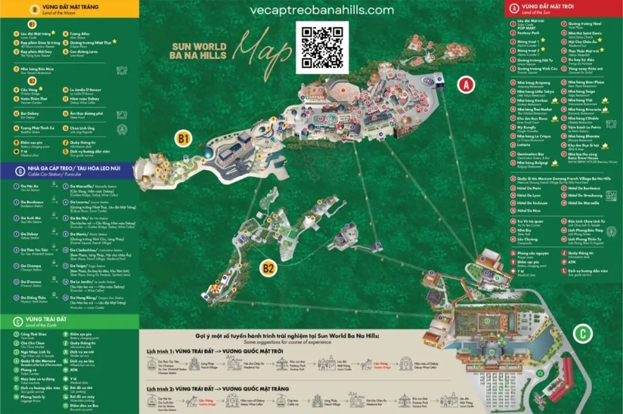 Ba Na Hills 2026: The Ultimate A-Z Travel Guide for a Perfect Trip 13 Ba Na Hills tourist map showing Sun Moon and Earth zones layout